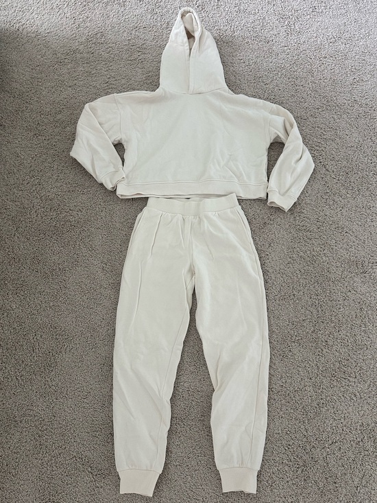 Tops - NWOT Cozy Cropped Hoodie and Jogger Set in Cream